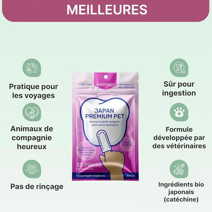 Lingettes Dentaires pour Chien & Chat – Doigtiers Nettoyants Sans Dentifrice – 35 Lingettes pour Hygiène Buccale Quotidienne