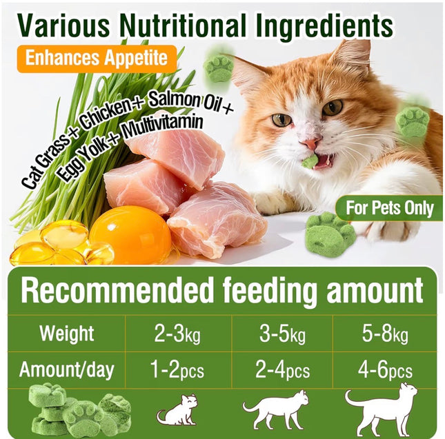 Friandises à l’herbe à chat pour chats – Aide anti-boules de poils et digestion