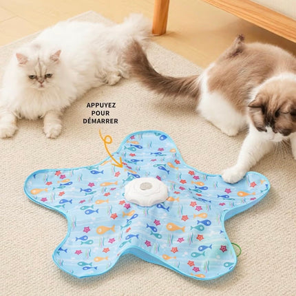 Tapis Interactif Automatique pour Chat – Jouet de Chasse avec Plumes, Rechargeable USB-C