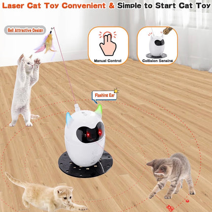 Jouet interactif intelligent pour chat avec laser 360° et plume – Rechargeable et automatique