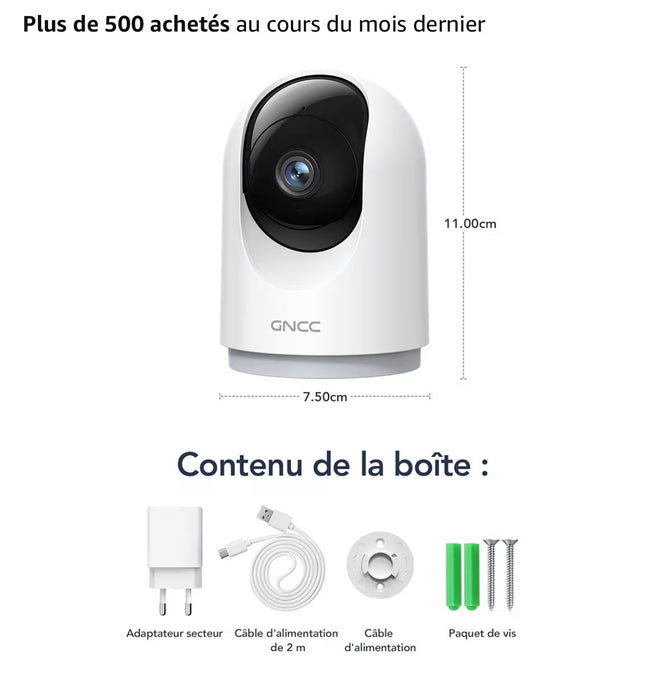 Caméra connectée pour animaux – Surveillance HD avec vision nocturne et audio bidirectionnel