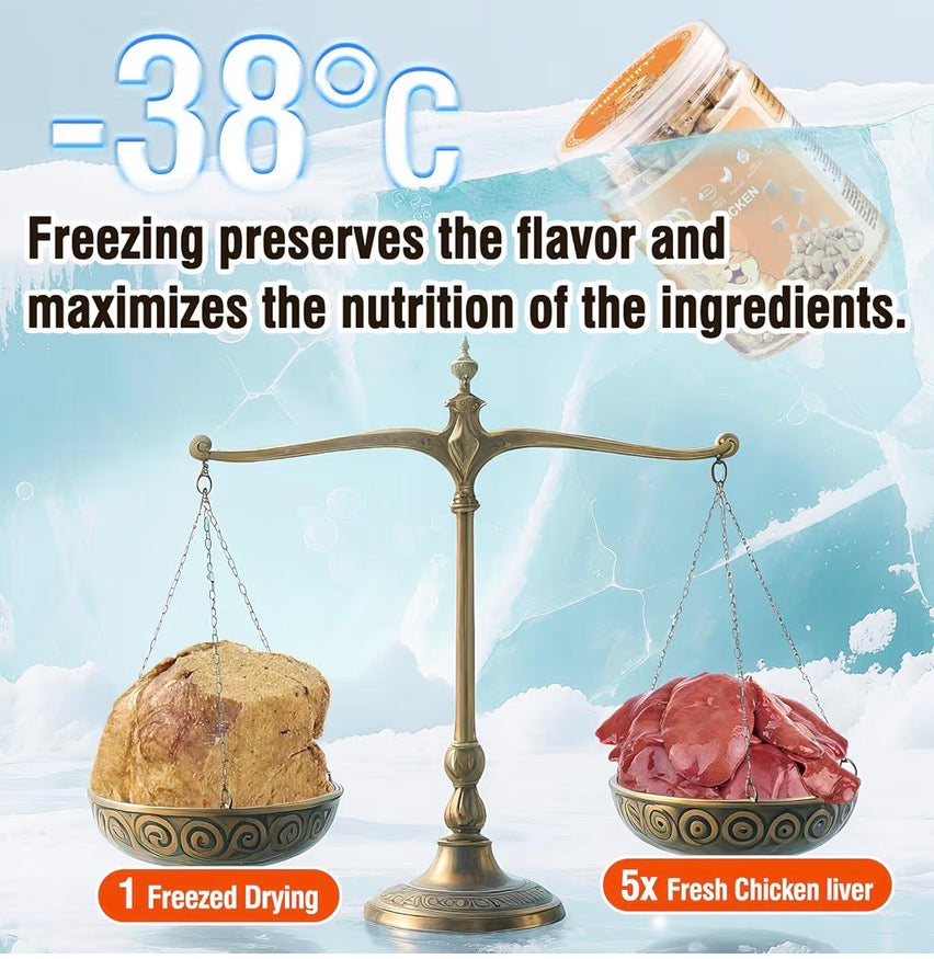 Friandises lyophilisées au foie de poulet pour chats – 100 % naturelles et riches en protéines