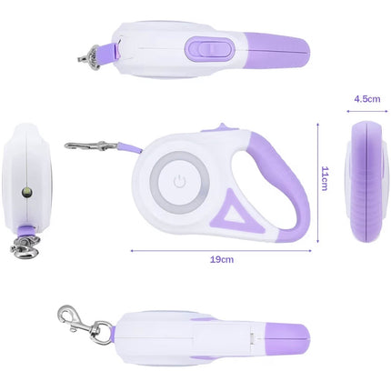 Laisse rétractable pour chien 5 m avec éclairage LED – Poignée ergonomique et frein sécurisé