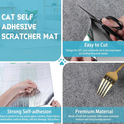 Tapis Griffoir Adhésif pour Chat – Protection Canapé & Meubles – Anti-Griffes (Gris Clair, 40×200 cm)