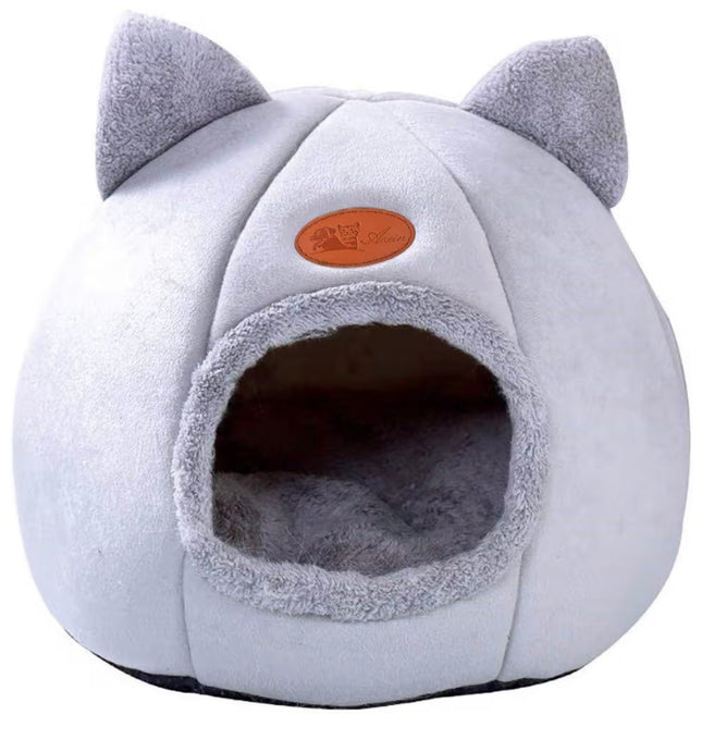 Maison Douillette pour Chat– Niche Fermée & Panier Confort