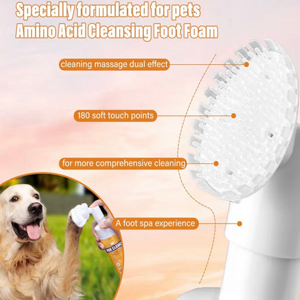 Nettoyant Moussant pour Pattes de Chien – Sans Rinçage, Brosse Silicone Douce – Nettoie, Hydrate & Désodorise (150 ml)