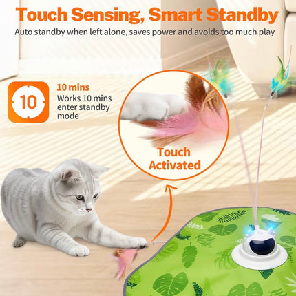 Jouet Interactif Intelligent pour Chat – Tapis Cache-Cache Électrique avec Plumes – Rechargeable