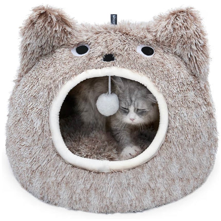 Niche Douillette pour Chat en Peluche – Lit 2-en-1 avec Coussin Amovible