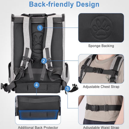 Sac à dos de transport grande capacité pour chat et chien – Respirant et confortable