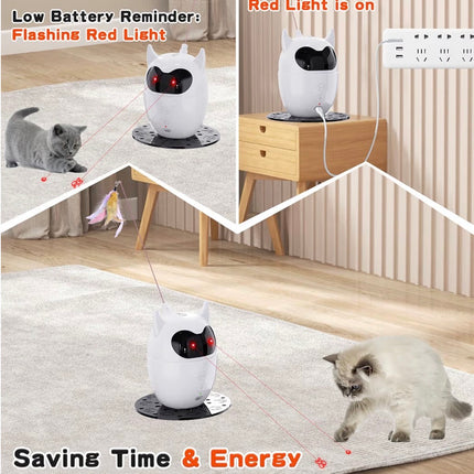 Jouet interactif intelligent pour chat avec laser 360° et plume – Rechargeable et automatique