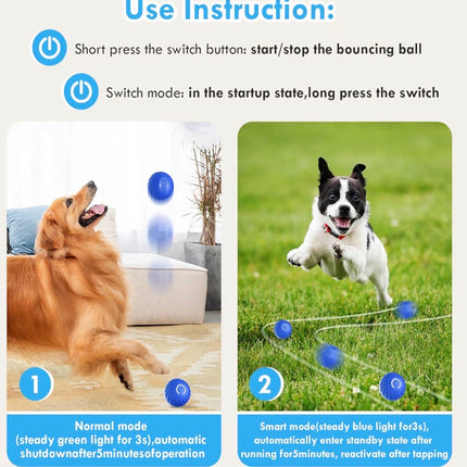Balle interactive automatique pour chien – Rebond intelligent, rechargeable USB-C