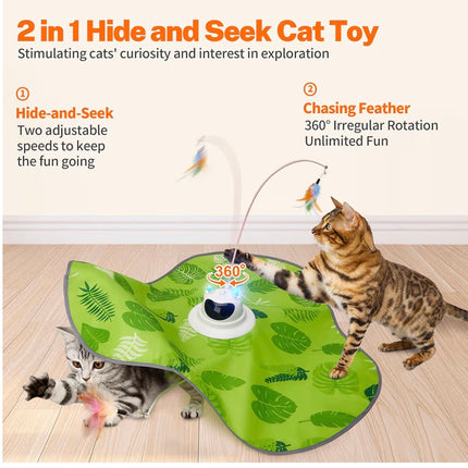Jouet Interactif Intelligent pour Chat – Tapis Cache-Cache Électrique avec Plumes – Rechargeable