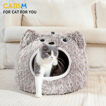 Niche Douillette pour Chat en Peluche – Lit 2-en-1 avec Coussin Amovible