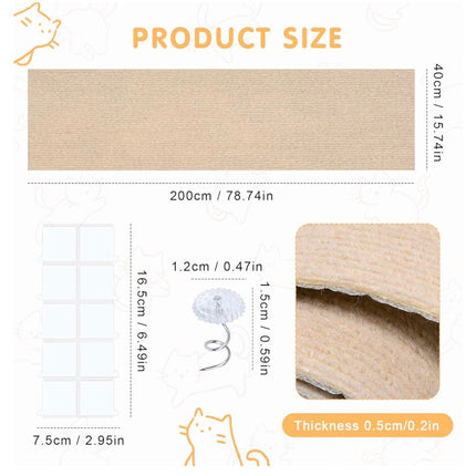 Tapis Griffoir Auto-Adhésif pour Chat – Protection Canapé et Meubles Découpable