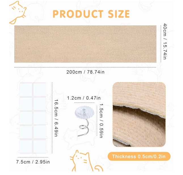 Tapis Griffoir Auto-Adhésif pour Chat – Protection Canapé et Meubles Découpable