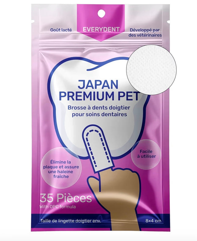 Lingettes Dentaires pour Chien & Chat – Doigtiers Nettoyants Sans Dentifrice – 35 Lingettes pour Hygiène Buccale Quotidienne