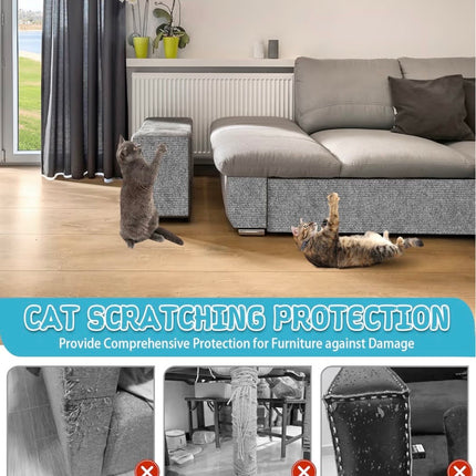 Tapis Griffoir Adhésif pour Chat – Protection Canapé & Meubles – Anti-Griffes (Gris Clair, 40×200 cm)