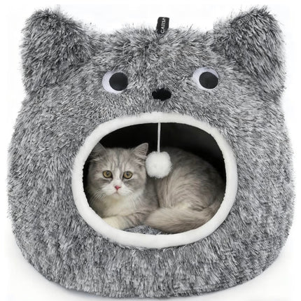 Niche Douillette pour Chat en Peluche – Lit 2-en-1 avec Coussin Amovible