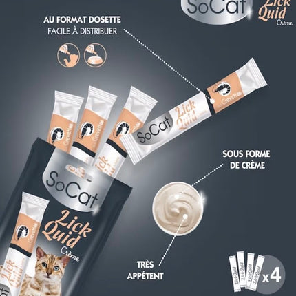 Friandises à lécher pour chat à la crevette – Crème snack enrichie en taurine et vitamines