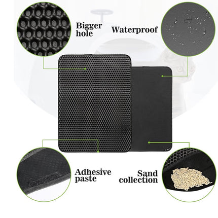 Tapis Attrape-Litière Double Couche pour Chat – Antidérapant et Imperméable