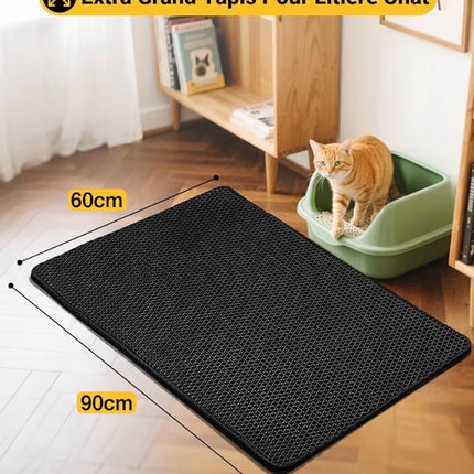 Tapis de litière pour chat extra large – Antidérapant et facile à nettoyer