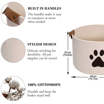 Panier de Rangement pour Jouets de Chien & Chat – Coton Tressé, Design Moderne