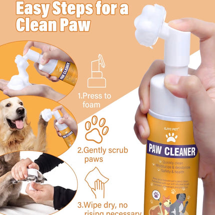 Nettoyant Moussant pour Pattes de Chien – Sans Rinçage, Brosse Silicone Douce – Nettoie, Hydrate & Désodorise (150 ml)