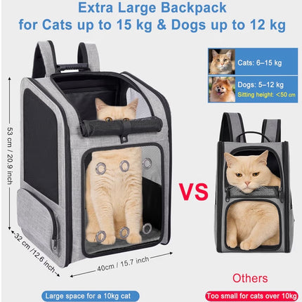 Sac à dos de transport grande capacité pour chat et chien – Respirant et confortable