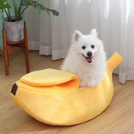 Lit Banane Douillet pour Chat et Petit Chien – Couchage Chaud et Confortable