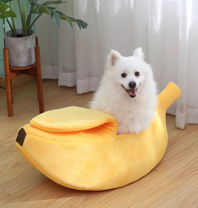 Lit Banane Douillet pour Chat et Petit Chien – Couchage Chaud et Confortable