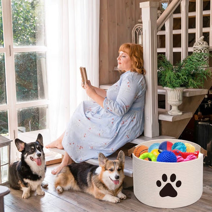 Panier de Rangement pour Jouets de Chien & Chat – Coton Tressé, Design Moderne