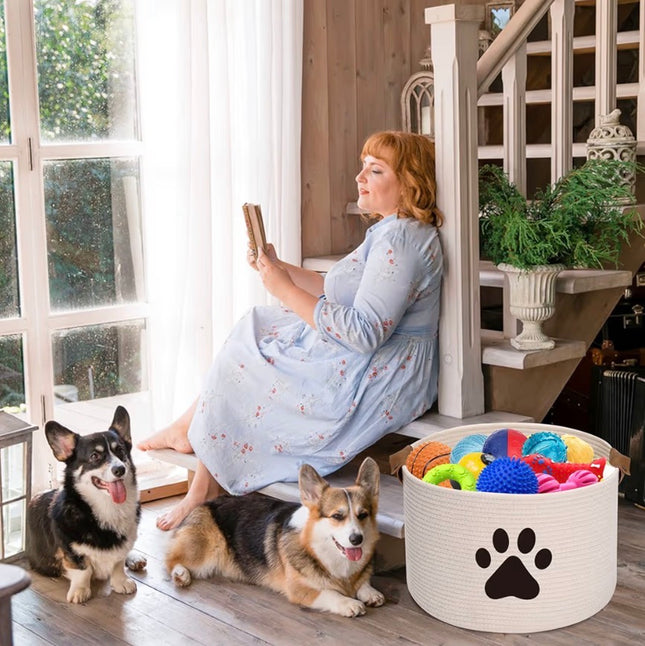 Panier de Rangement pour Jouets de Chien & Chat – Coton Tressé, Design Moderne