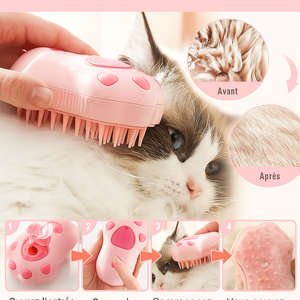 Brosse de toilettage 3-en-1 pour chats et chiens – Massage, bain et soin du pelage