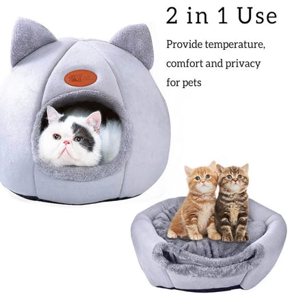 Maison Douillette pour Chat– Niche Fermée & Panier Confort