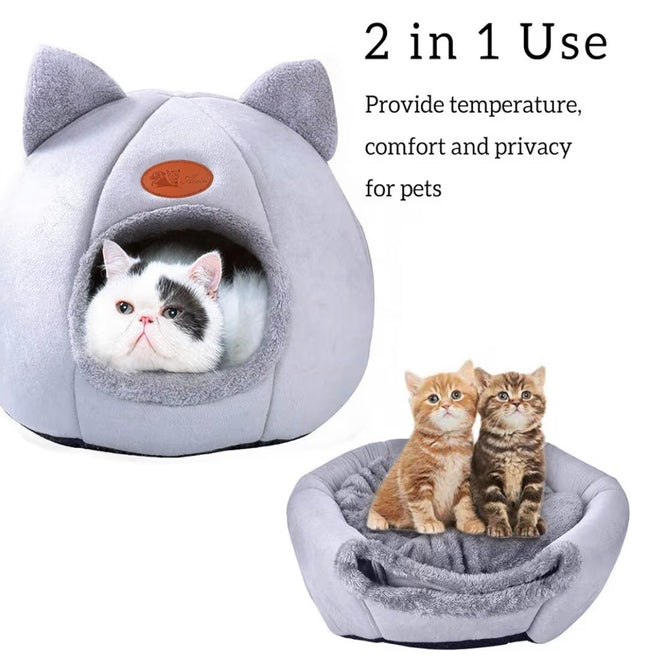 Maison Douillette pour Chat– Niche Fermée & Panier Confort