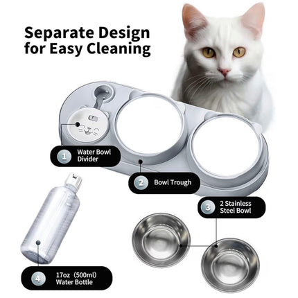 Gamelle 3 en 1 pour Chat et Chien avec Distributeur d’Eau Automatique