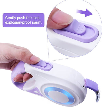 Laisse rétractable pour chien 5 m avec éclairage LED – Poignée ergonomique et frein sécurisé