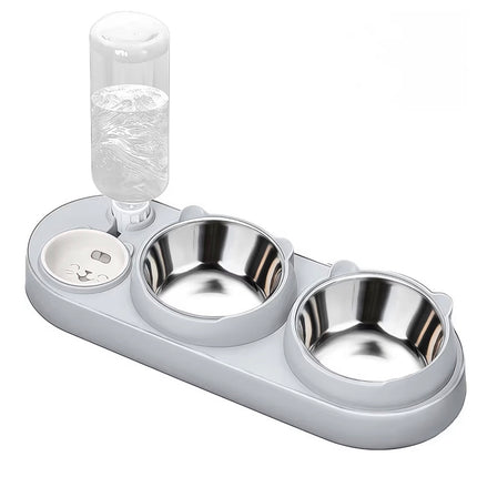 Gamelle 3 en 1 pour Chat et Chien avec Distributeur d’Eau Automatique