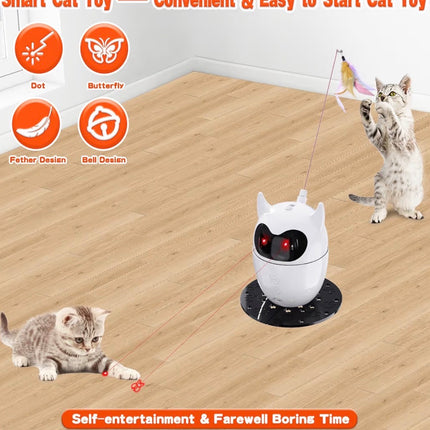 Jouet interactif intelligent pour chat avec laser 360° et plume – Rechargeable et automatique