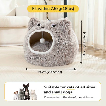 Niche Douillette pour Chat en Peluche – Lit 2-en-1 avec Coussin Amovible