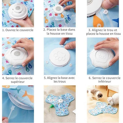 Tapis Interactif Automatique pour Chat – Jouet de Chasse avec Plumes, Rechargeable USB-C