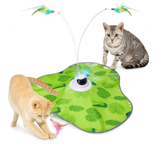 Jouet Interactif Intelligent pour Chat – Tapis Cache-Cache Électrique avec Plumes – Rechargeable