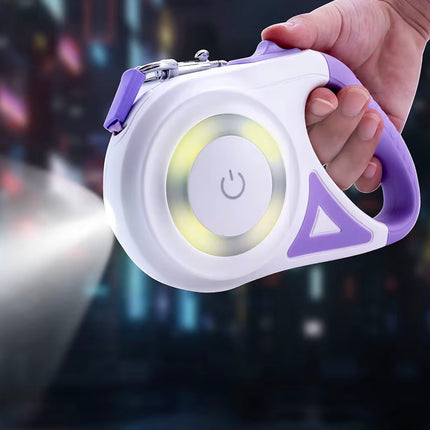 Laisse rétractable pour chien 5 m avec éclairage LED – Poignée ergonomique et frein sécurisé