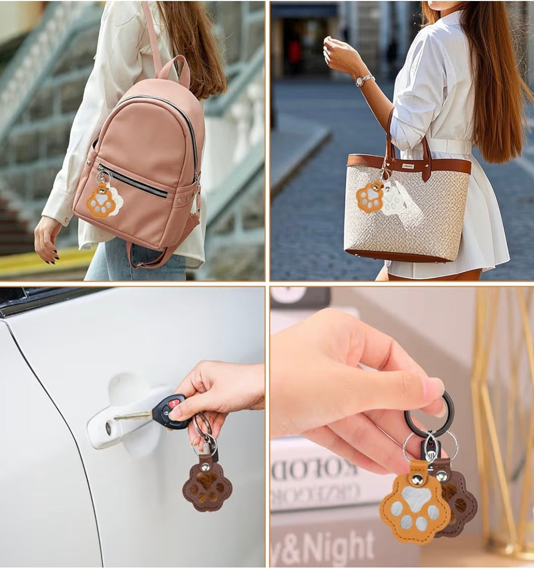 Lot de 3 Porte-Clés Empreinte en Cuir – Boîte Souvenir pour Poils d’Animaux | Cadeau Commémoratif Chien & Chat | Porte-Clés Patte de Chat – Accessoire Sac & Clés