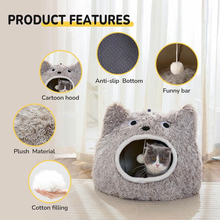 Niche Douillette pour Chat en Peluche – Lit 2-en-1 avec Coussin Amovible