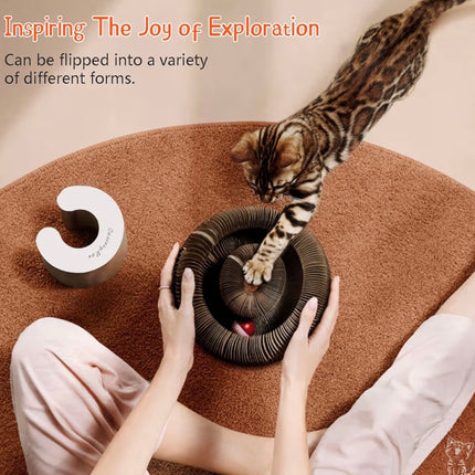 Jouet à Griffer Interactif pour Chat – Tunnel Modulable en Carton avec Balle