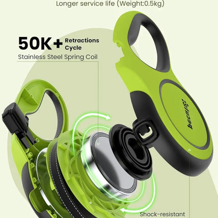 Laisse Rétractable 8m pour Chien – Anti-Enchevêtrement 360°, Poignée Ergonomique + Porte-Sacs Intégré