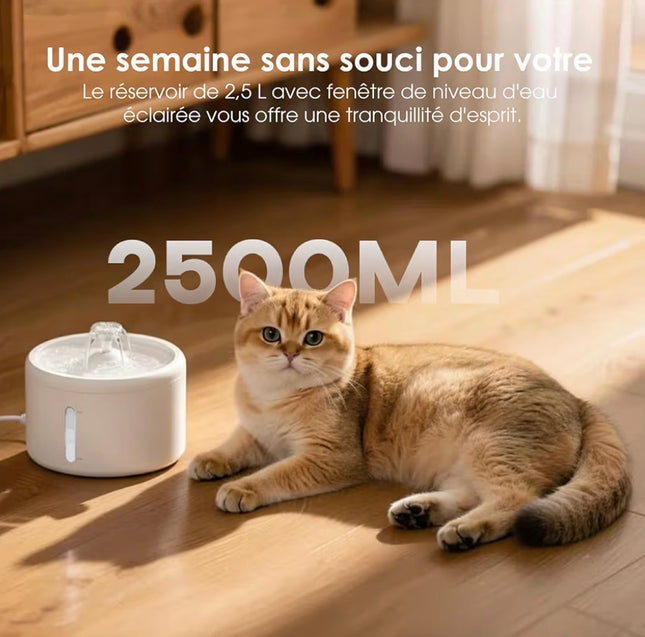 Fontaine à Eau Automatique Silencieuse pour Chat – 2,5 L avec Filtration Multi-Étapes