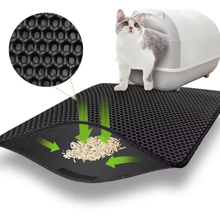 Tapis Attrape-Litière Double Couche pour Chat – Antidérapant et Imperméable