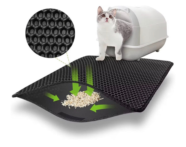 Tapis Attrape-Litière Double Couche pour Chat – Antidérapant et Imperméable